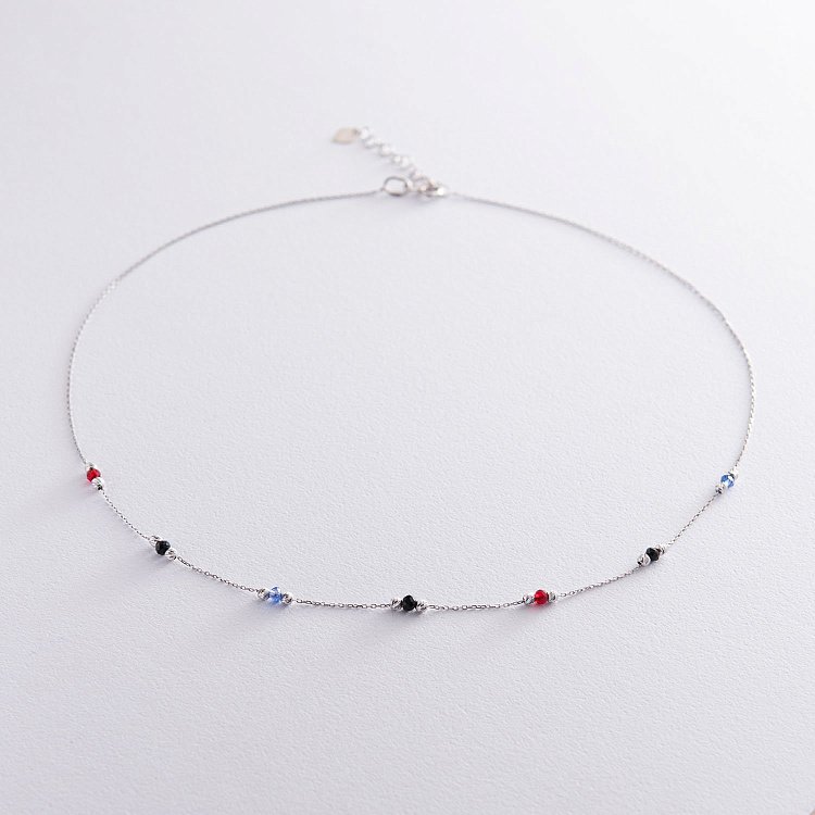 Срібне кольє (різнокольорові фіаніти) 181009 від ювелірного магазину Онікс