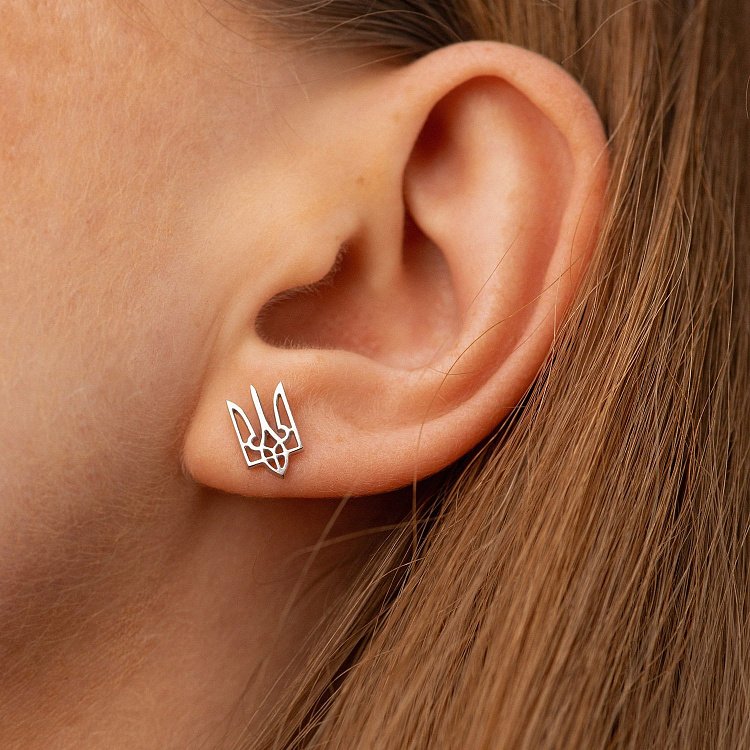 Золоті сережки-пусети "Герб України - Тризуб" с07943 від ювелірного магазину Онікс - 2