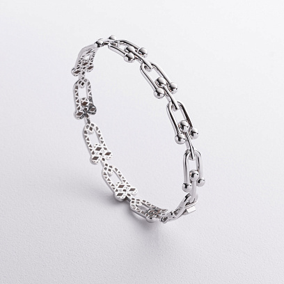 Жорсткий браслет "Фантазія" у білому золоті б05835