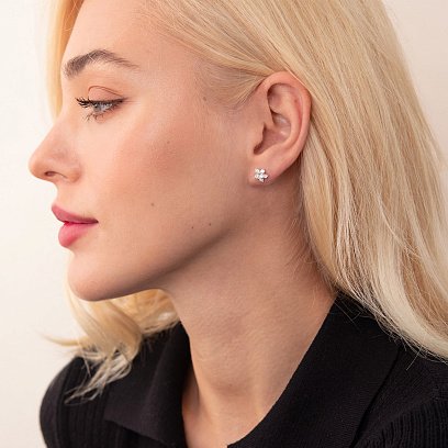 Срібні сережки - пусети "Зірочки" (фіаніти) 121621 №2