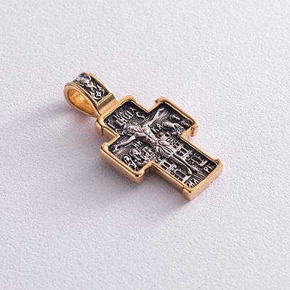 Срібний православний хрест (чорніння) "Розп'яття. Св. Миколай Чудотворець" 132498 №4