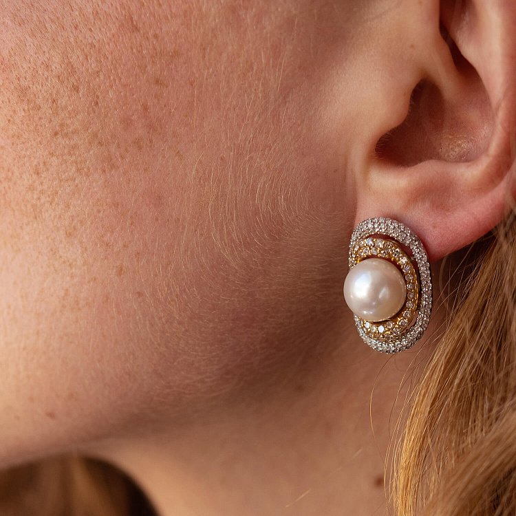 Золоті сережки з діамантами і перлами с1312 від ювелірного магазину Онікс - 8