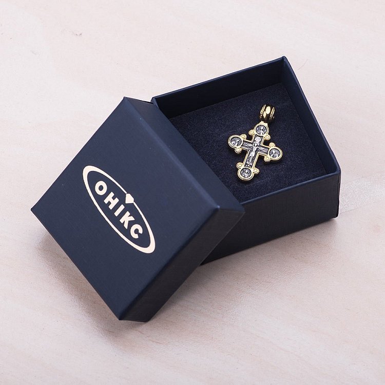 Срібний хрест "Розп'яття" з позолотою 132468 від ювелірного магазину Онікс - 2