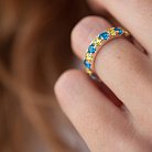 Серебряное кольцо с дорожкой голубых и желтых камней 112664 от ювелирного магазина Оникс - 6