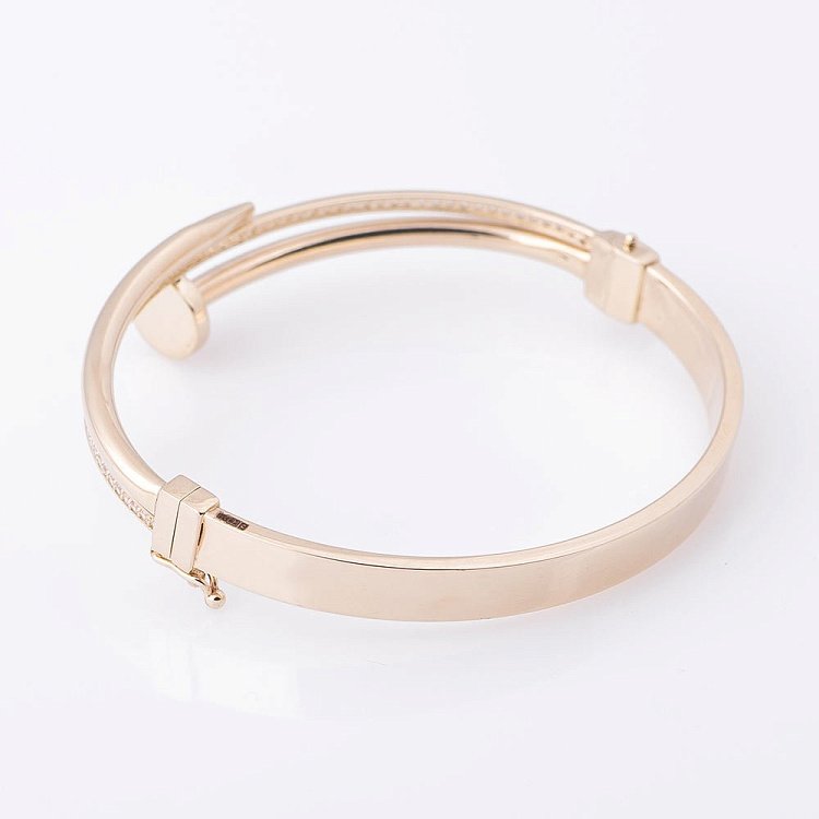 Золотой браслет "Гвоздик" с фианитами б02768 от ювелирного магазина Оникс - 1