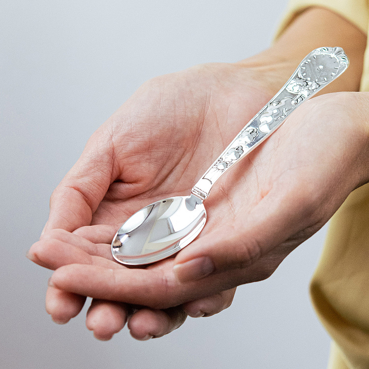 Серебряная чайная ложка "Мальчик" (метрика рождения) 6343-D от ювелирного магазина Оникс - 1