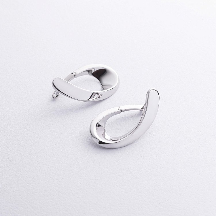 Сережки "Крапельки" у білому золоті с08900 від ювелірного магазину Онікс - 1