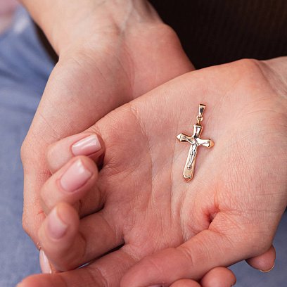 Золотий хрестик з розп'яттям п03662 №2