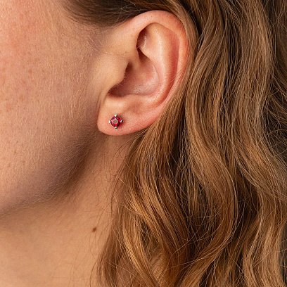 Золотые серьги - пусеты с рубинами сб0388 №2