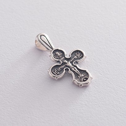 Срібний хрест "Розп'яття. Спаси і збережи" 133007