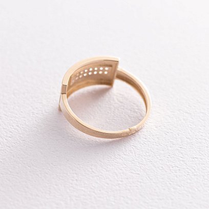 Каблучка в жовтому золоті з фіанітами к06698 №3