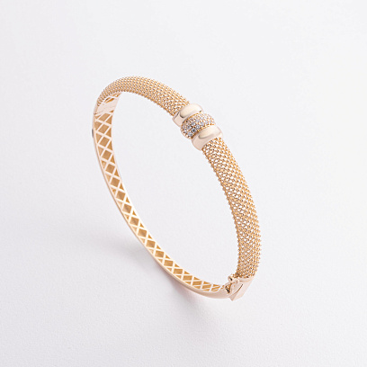 Жесткий браслет "Marie" в желтом золоте (фианиты) б05597