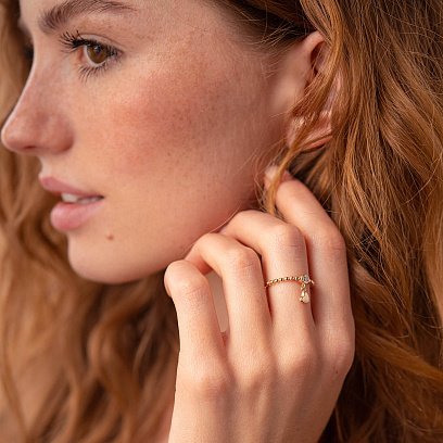 Золота каблучка "Сердечко" з фіанітом к07048 №6