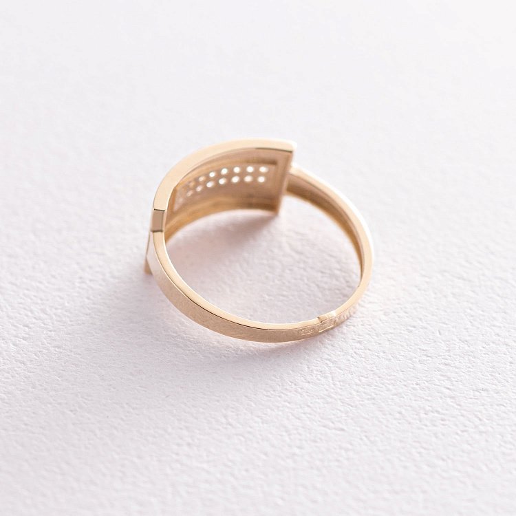 Каблучка в жовтому золоті з фіанітами к06698 від ювелірного магазину Онікс - 4