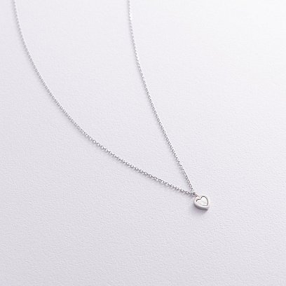 Кольє "Сердечко" з перламутром (біле золото) кол02555 №3