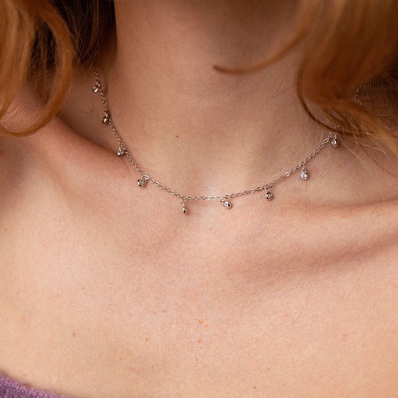 Серебряное колье с фианитами 18809 №2
