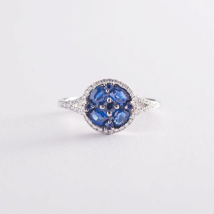 Золота каблучка (сапфір, діамант) LDR0525-p від ювелірного магазину Онікс