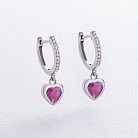 Золоті сережки "Сердечки" (діаманти, рубіни) сб0496gl от ювелирного магазина Оникс