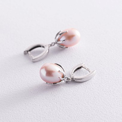 Золоті сережки з перлами с07318 №4