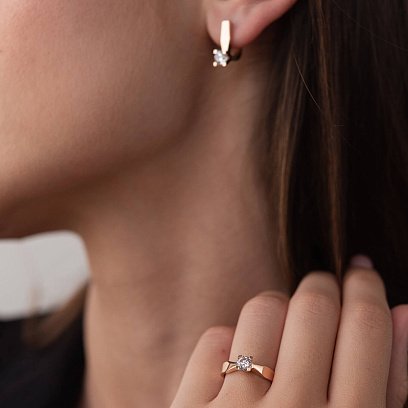 Заручальна золота каблучка з фіанітом к03947 №7