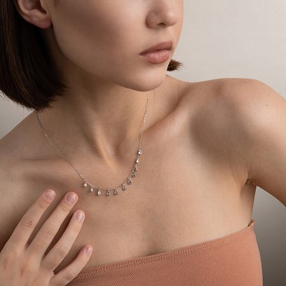 Срібне кольє з фіанітами 18566 №19