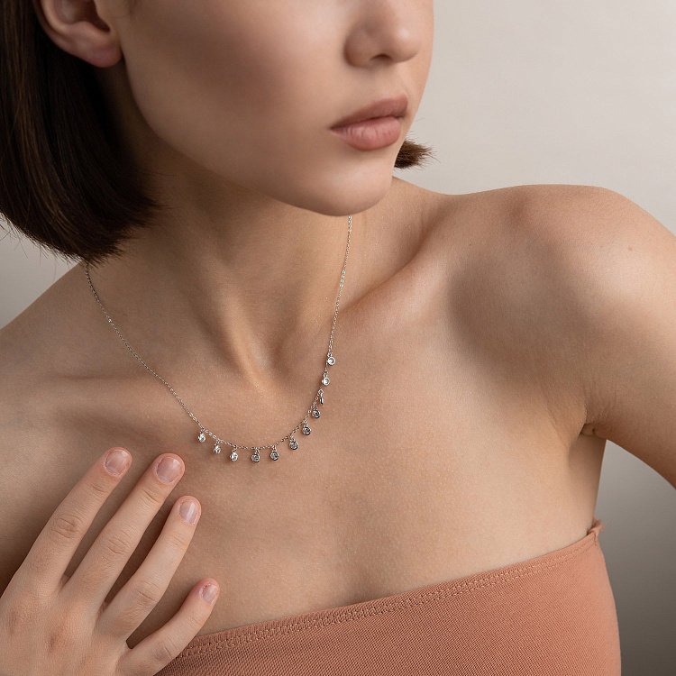 Срібне кольє з фіанітами 18566 від ювелірного магазину Онікс - 21