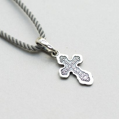 Серебряный крестик (чернение) "Спаси и сохрани" 131964 №2