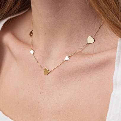 Кольє "Сердечки" у жовтому золоті кол02140 №6