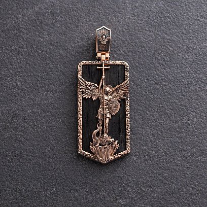 Золотий кулон "Архангел Михаїл" з ебеновим деревом 1265к