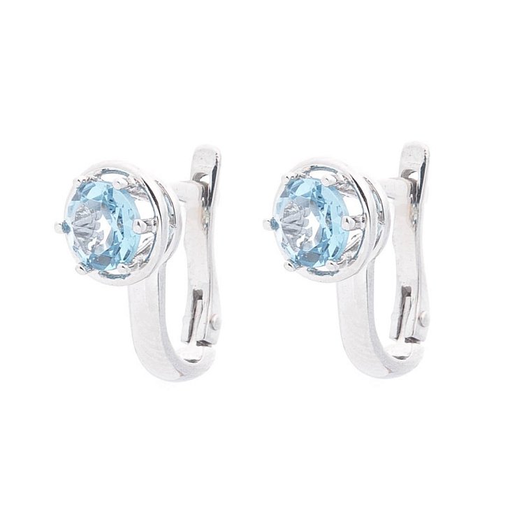 Золотые серьги с голубым топазом с02409 от ювелирного магазина Оникс