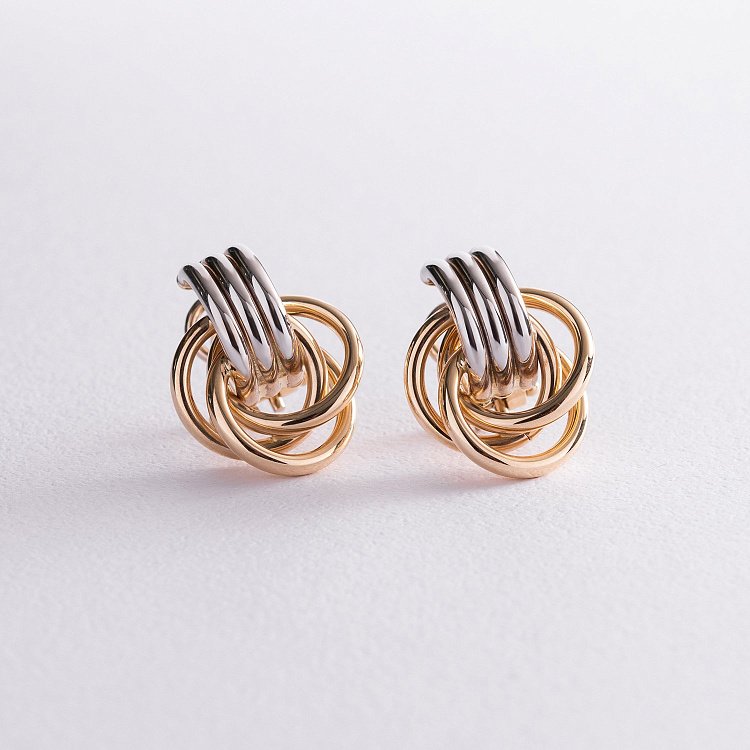 Золотые серьги с итальянской застежкой с01290 от ювелирного магазина Оникс