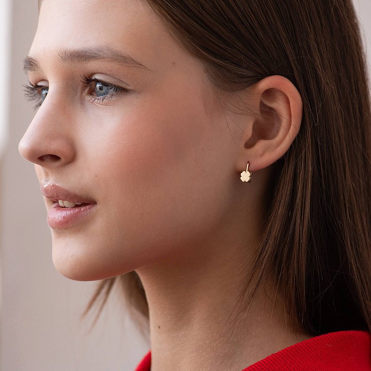 Золоті дитячі сережки "Конюшина" с09259 від ювелірного магазину Онікс - 3