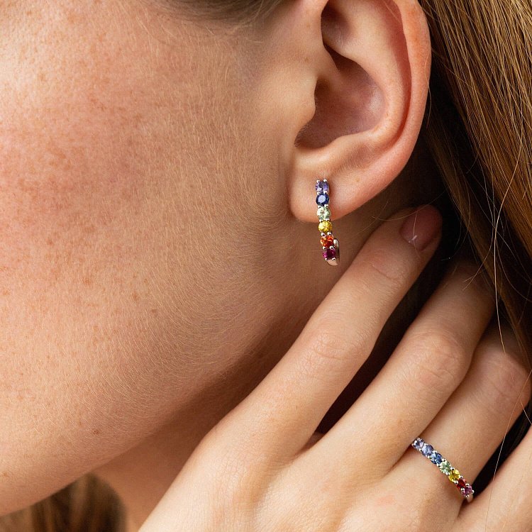 Золота каблучка з різнокольоровими сапфірами кб0434nl від ювелірного магазину Онікс - 4