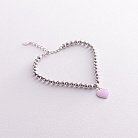 Срібний браслет "Сердечко" (рожева емаль) 141175 от ювелирного магазина Оникс