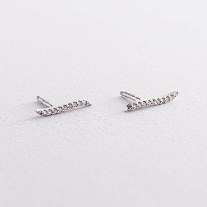 Серебряные серьги - пусеты "Мари" с фианитами 123044