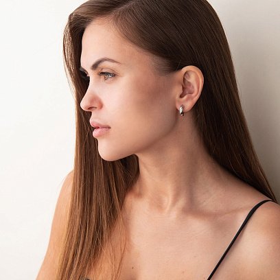 Золоті сережки-кільця без каменів с05029 №6