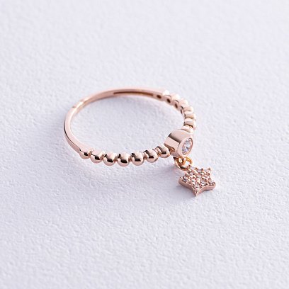 Золота каблучка "Зірочка" з фіанітами к07047 №2