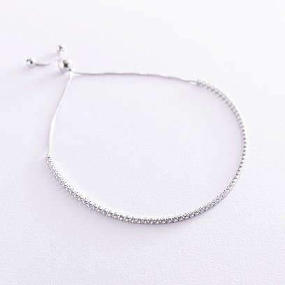 Срібний браслет "Витончений" з білими фіанітами 141494 №4