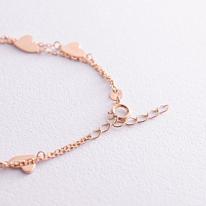 Двойной золотой браслет "Сердечки" б05114 №3