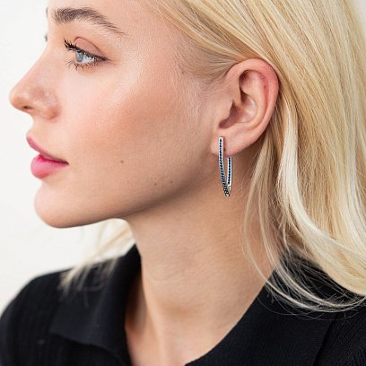 Срібні сережки "Ініціатива" (сині фіаніти) 123131 №2