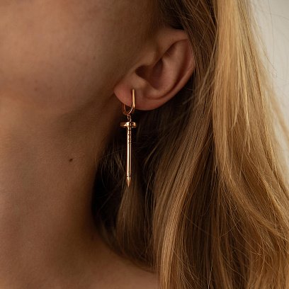 Сережки "Цвях" у червоному золоті с08156 №4