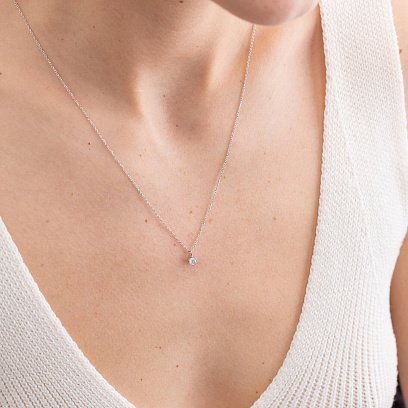 Колье в белом золоте с бриллиантом 718891121 №5