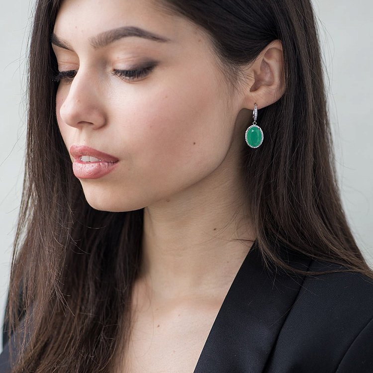 Серебряные серьги с фианитами 121910 от ювелирного магазина Оникс - 3