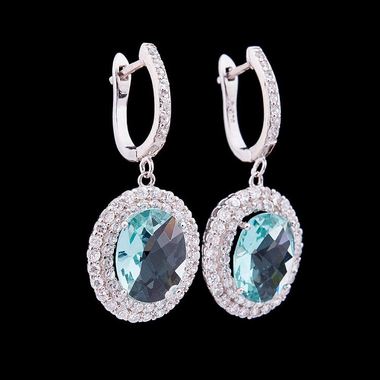 Сережки з фіанітами блакитного кольору с1 від ювелірного магазину Онікс
