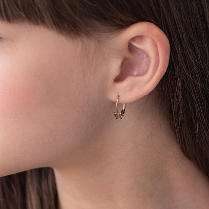 ﻿Дитячі золоті сережки "Метелики" с05897 №2