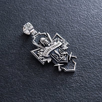 Серебряный крест "Український козак. Слава Україні. На звороті - Спаси і Збережи" 133231 №3