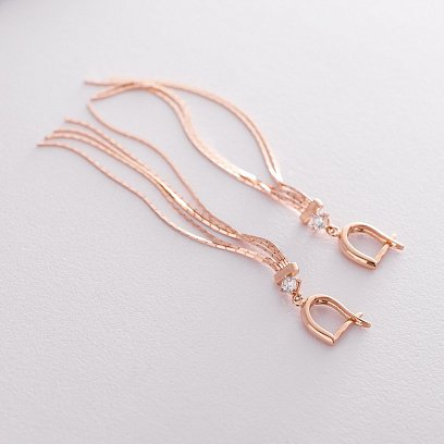 Висячие серьги из красного золота с06305 №3