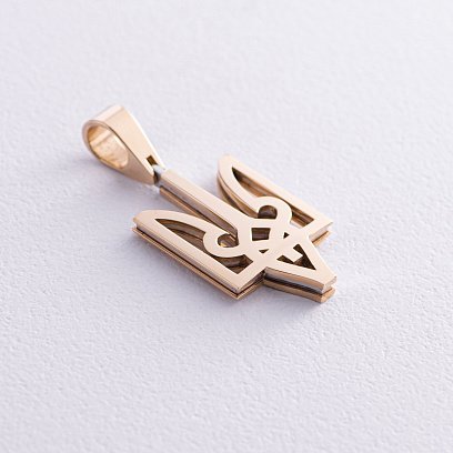 Кулон Герб Украины "Тризуб" в желтом золоте 125693100