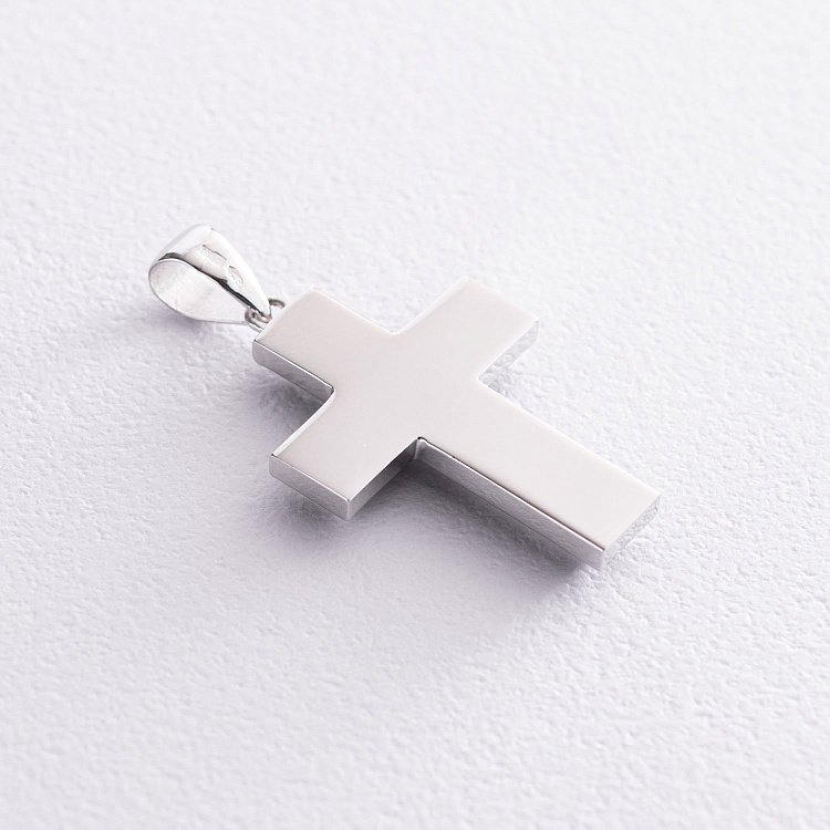 Хрест в білому золоті (фіаніти, емаль) п02982 від ювелірного магазину Онікс - 1