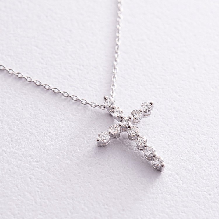 Золоте колье "Хрестик" з діамантами колб0108di від ювелірного магазину Онікс - 2